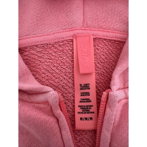 SKIMS M MODAL FRENCH TERRY CLASSIC ZIP UP HOODIE | CORAL - CORAL / M x 1 - Picture 4 of 8